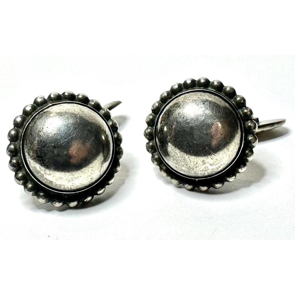 Georg Jensen Sterling Silver Cufflinks Large Round Design Denmark Vintage